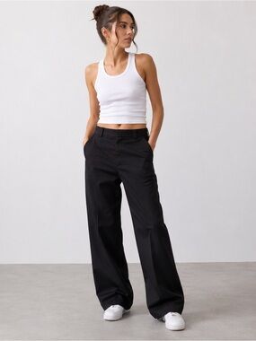 Dickies Black Wide Leg Twill Work Pants Women’s Size 12 High Rise Relaxed Fit